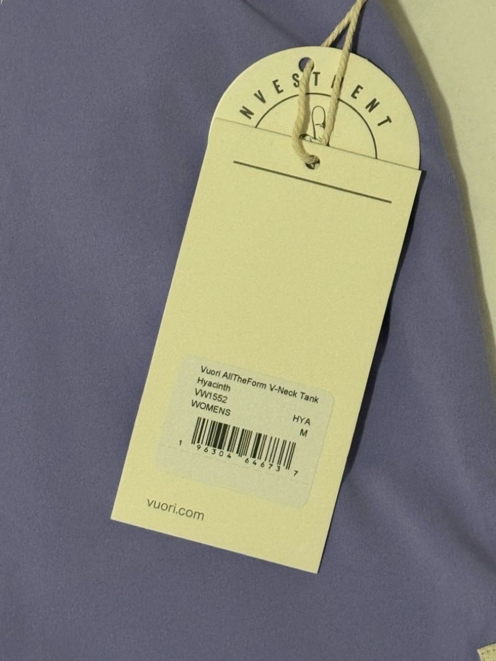 Vuori AllTheForm V Neck Tank Hyacinth NEW - Picture 3 of 4